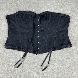 Black Lace Corset Top Plus Size 6XL Ruffle Trim Lace Up Back Goth Steampunk